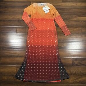 Never‎ Fully Dressed Sz US 10 / UK 14 / EU 42 Sunset Orange Mesh Midi Maxi Dress